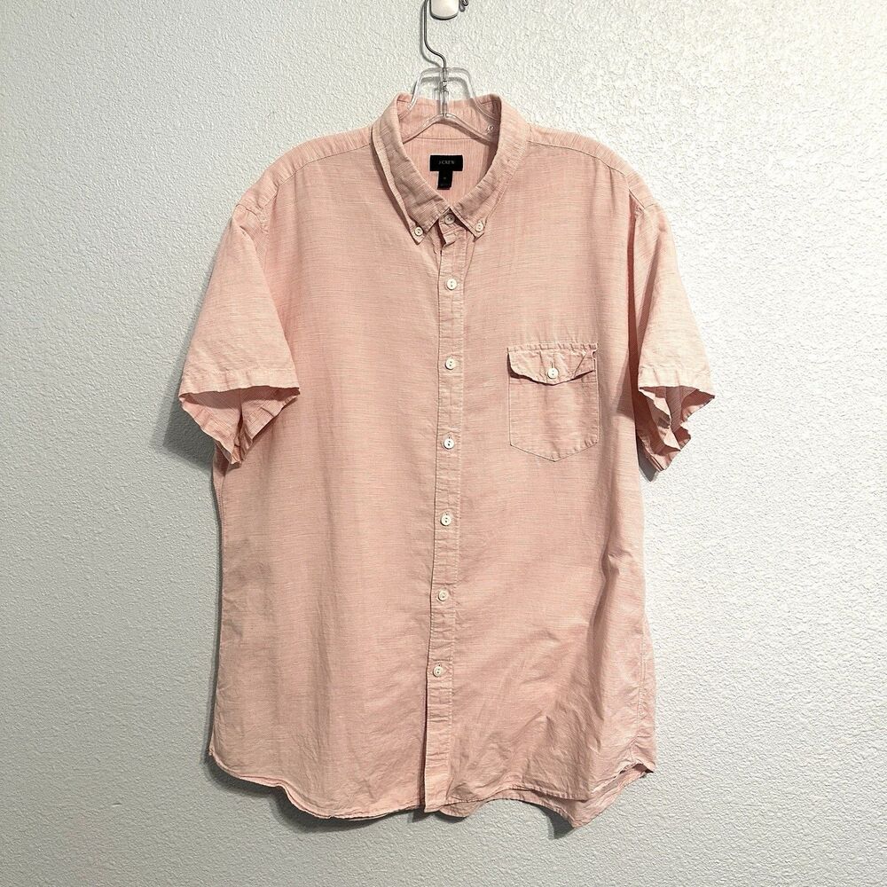 J Crew Baird McNutt Shirt Mens XL Pink Irish Linen Button Down Classic Woven